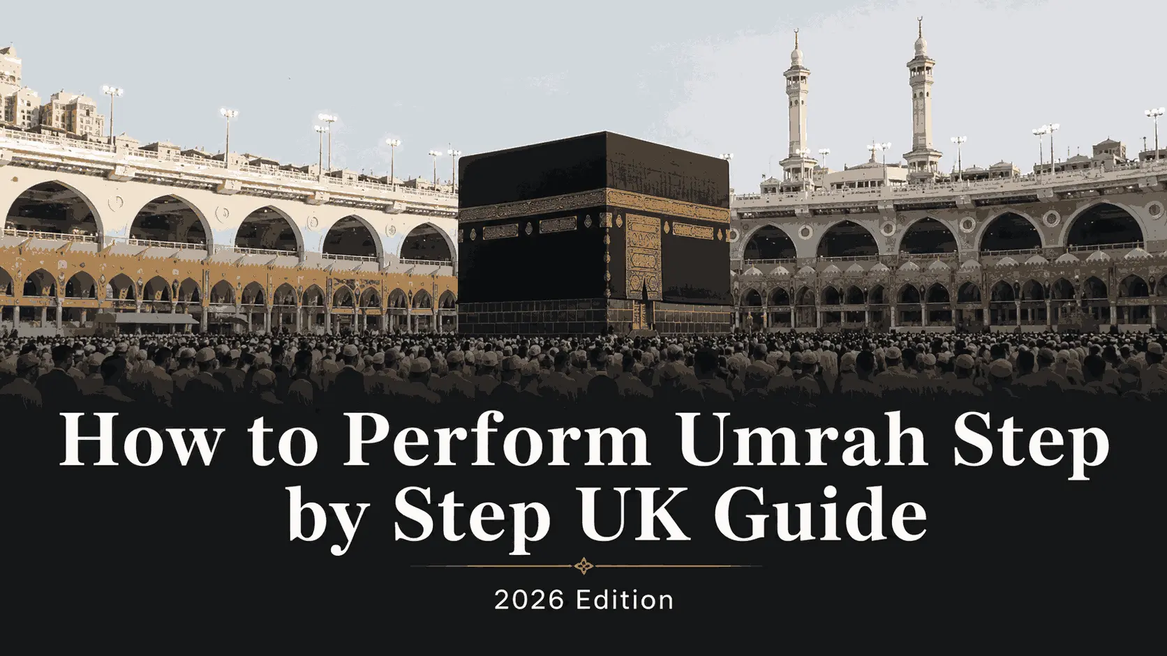 Kaaba surrounded by worshippers praying dua at Haram in Makkah